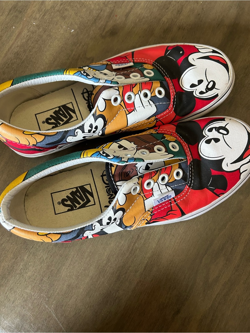 Vans Women’s Mickey Mouse Slip-On Sneakers - Red, Yellow, Green, Black